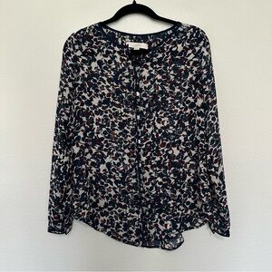 Loft women’s sheer chiffon blue and burgundy blouse size XXS maternity